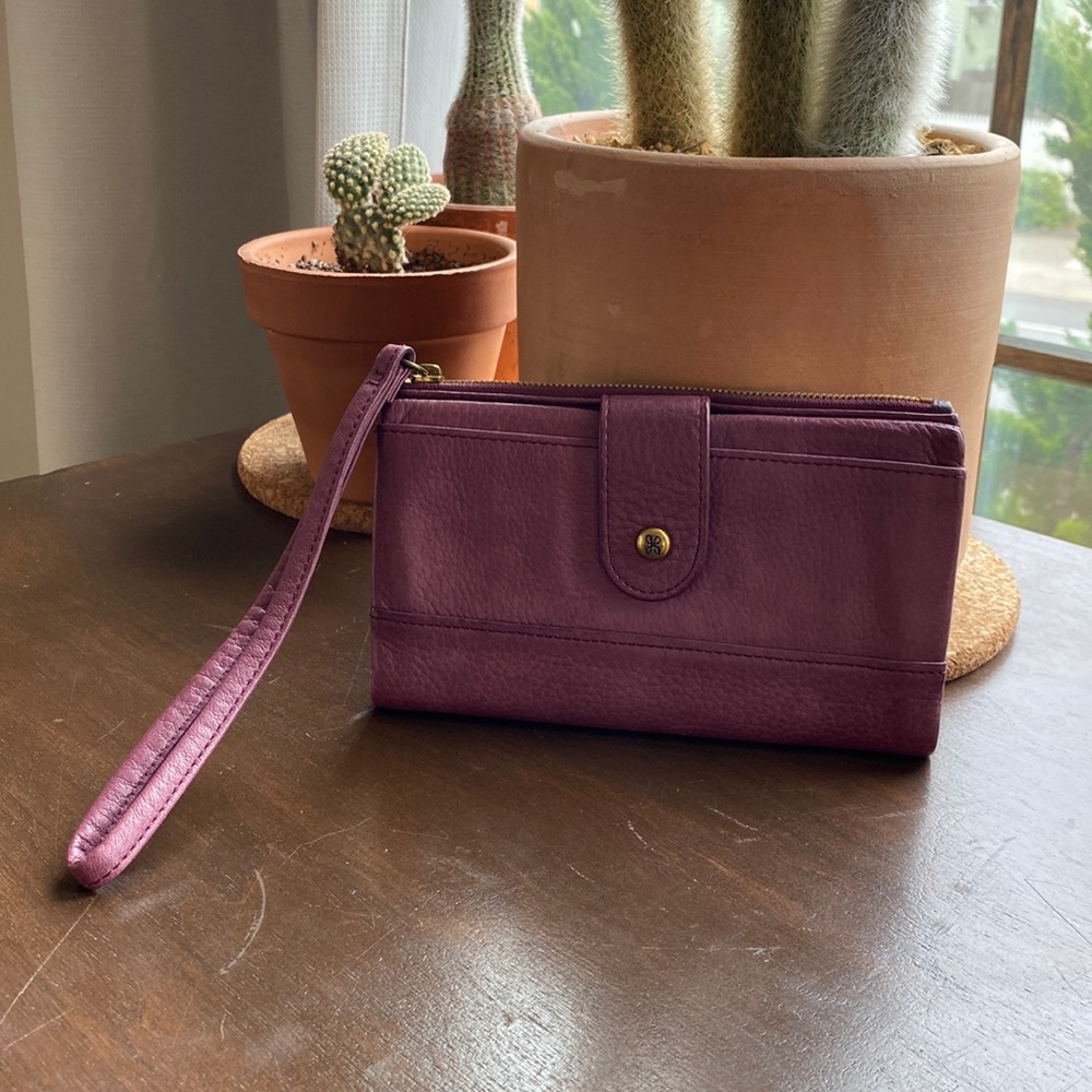 HOBO Oxblood Leather Wristlet Wallet Clutch Organizer Card Case